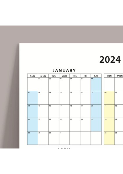 2025 Amerikan Standardı Takvim, Yıllık Planlayıcı Duvar Takvimi, Sunday Start Wall Planner