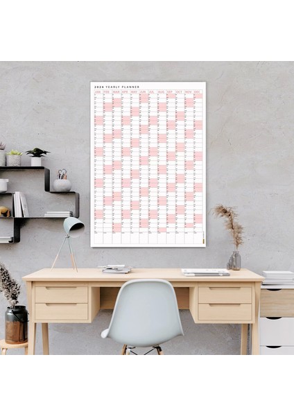 2025 Yıllık Planlayıcı Poster Takvim, Pembe Renk Planlayıcı Takvim, 2025 Okul Takvimi