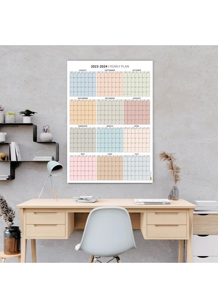 2024-2025 Akademik Duvar Planlayıcısı Takvim, Duvar Takvimi, Minimalist Boho Renkli