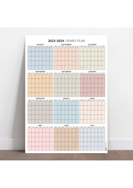 2024-2025 Akademik Duvar Planlayıcısı Takvim, Duvar Takvimi, Minimalist Boho Renkli