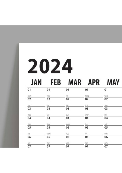 2025 Yıllık Planlayıcı Duvar Takvimi, 2025 Takvim, Büyük Duvar Takvimi, Siyah Beyaz Takvim