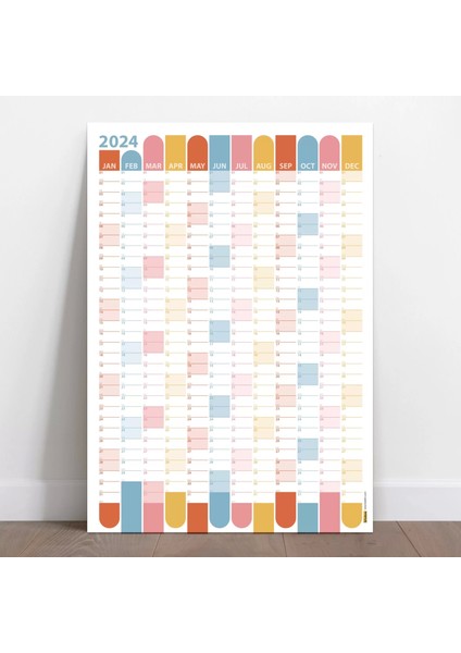2025 Yıllık Planlayıcı Duvar Takvimi, Renkli 2025 Takvim, Okul Takvimi, Minimalist Tasarım
