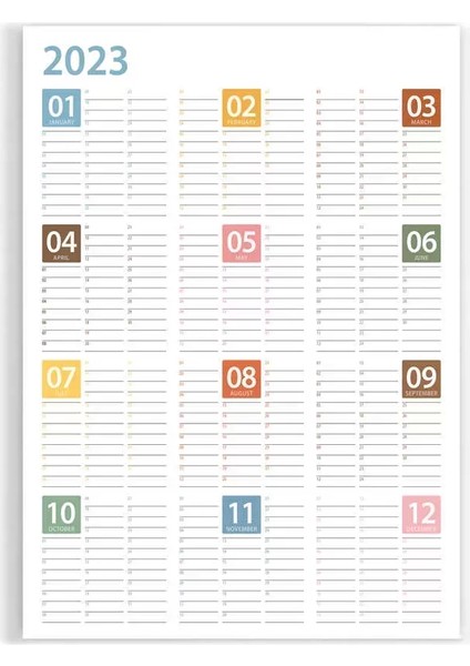 2025 Yıllık Planlayıcı Duvar Takvim Mavi Sarı Turuncu Yearly Wall Planner fırsatları