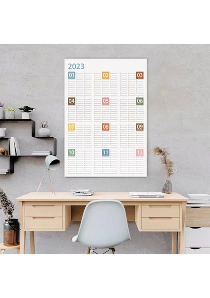 2025 Yıllık Planlayıcı Duvar Takvim Mavi Sarı Turuncu Yearly Wall Planner