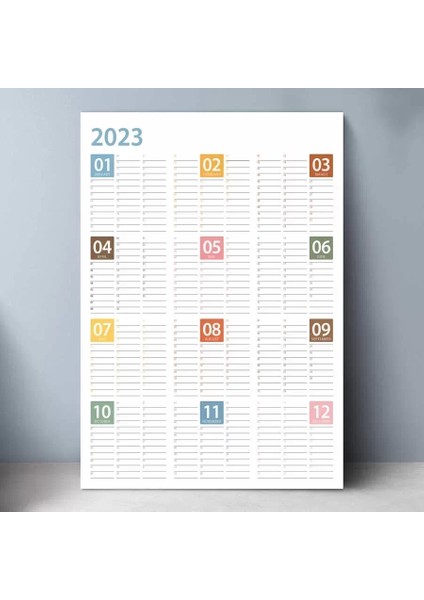 2025 Yıllık Planlayıcı Duvar Takvim Mavi Sarı Turuncu Yearly Wall Planner