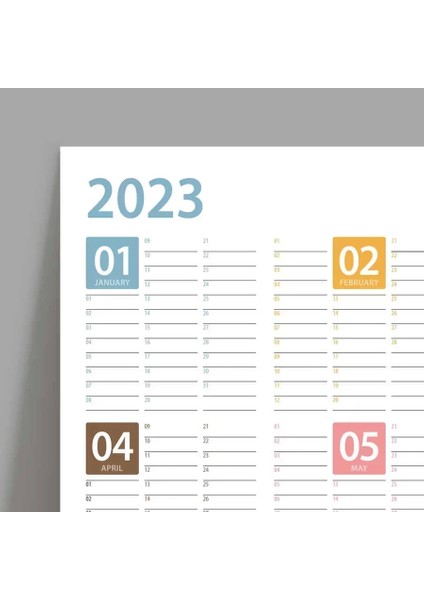 2025 Yıllık Planlayıcı Duvar Takvim Mavi Sarı Turuncu Yearly Wall Planner