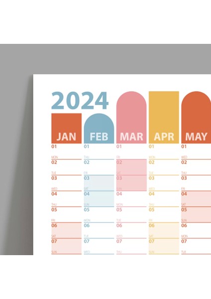 2025 Yıllık Planlayıcı Duvar Takvimi, Renkli 2025 Takvim, Okul Takvimi, Minimalist Tasarım