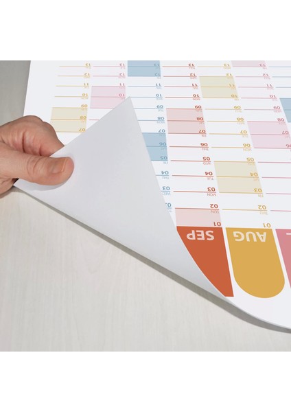 2025 Yıllık Planlayıcı Duvar Takvimi, Renkli 2025 Takvim, Okul Takvimi, Minimalist Tasarım