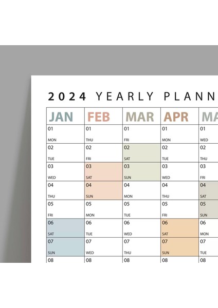 2025 Yıllık Planlayıcı Duvar Takvimi, Boho Renk Planlayıcı Takvim, 2025 Okul Takvimi