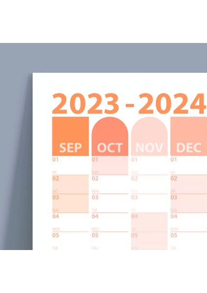 Eylül Başlangıç 2024-2025 Akademik Takvim, Akademik Planlayıcı Takvim, Duvar Takvimi
