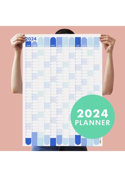2025 Yıllık Planlayıcı Duvar Takvimi | Mavi Okyanus Esintisi Renkler | Geometrik Şekiller