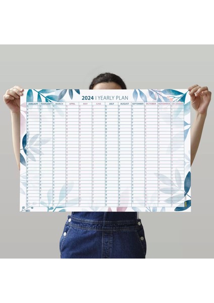Çiçekli 2025 Yıllık Planlayıcı Duvar Takvimi, 2025 Takvim, Aylık Planlama, Wall Planner