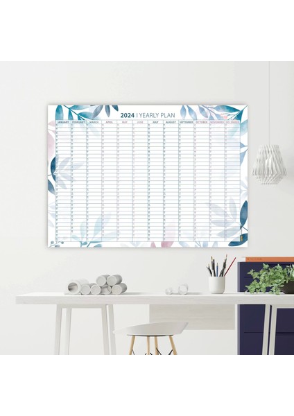 Çiçekli 2025 Yıllık Planlayıcı Duvar Takvimi, 2025 Takvim, Aylık Planlama, Wall Planner
