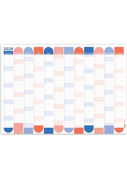 2025 Yıllık Planlayıcı Duvar Takvimi | Okyanus Mavisi, Somon Rengi | Aylık Planlayıcı fırsatları
