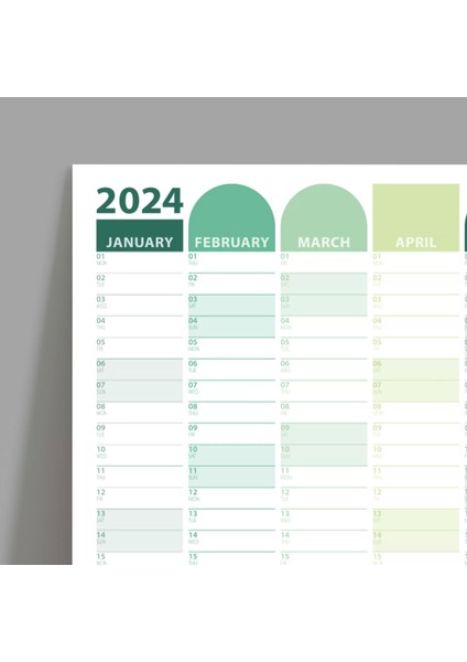 2025 Yıllık Planlayıcı Duvar Takvimi | Botanik Yeşili | 2025 Aylık Planlayıcı | Geometrik