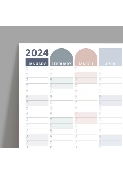 2025 Yıllık Planlayıcı Duvar Takvimi | Antrasit Gri, Gül Kurusu Renk | Aylık Planlayıcı fiyatları