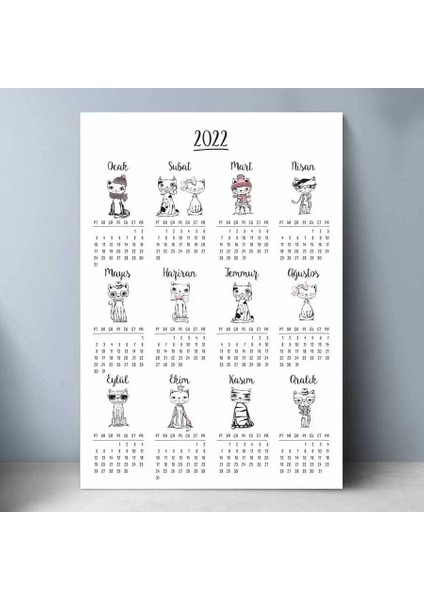 Kedili Poster Takvim, 2025 Kedili Duvar Takvimi fiyatları