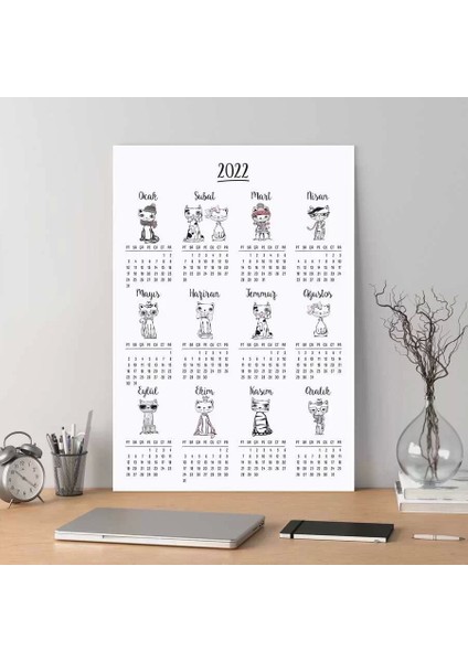 Kedili Poster Takvim, 2025 Kedili Duvar Takvimi