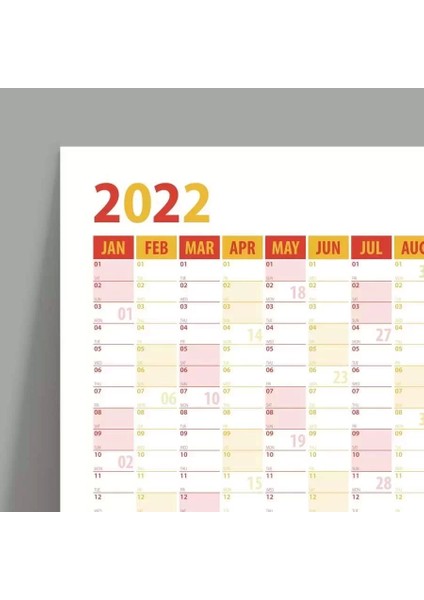2025 Yıllık Planlama Duvar Takvimi, Sarı Kırmızı Wall Planner