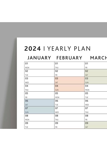 2025 Yıllık Planlayıcı Duvar Takvimi, Planlayıcı Takvim, Yatay Poster Planlayıcı Takvim