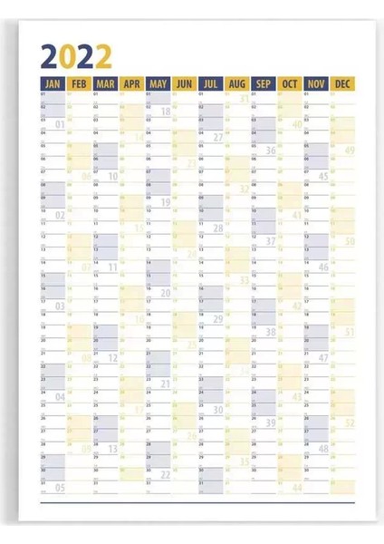 2025 Yıllık Planlama Duvar Takvimi, Sarı Lacivert Wall Planner