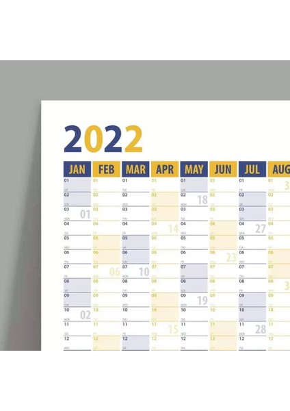 2025 Yıllık Planlama Duvar Takvimi, Sarı Lacivert Wall Planner