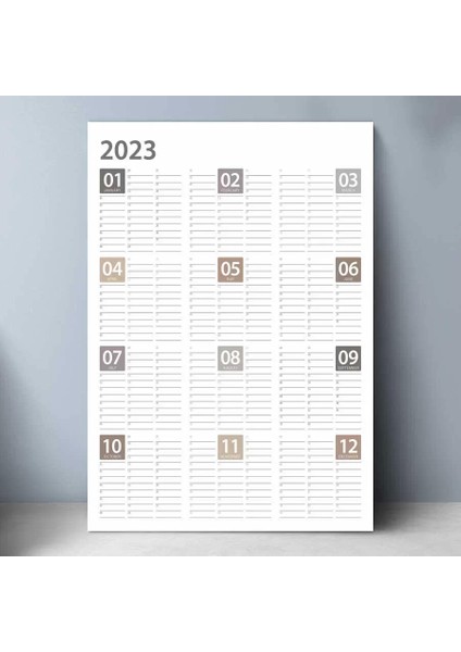 2025 Yıllık Planlayıcı Duvar Takvim Kahverengi Bej Gri Yearly Wall Planner