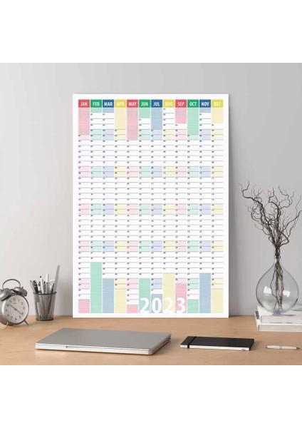 2025 Yıllık Planlayıcı Duvar Takvim Kırmızı Yeşil Mavi Çizgili Yearly Wall Planner fırsatları