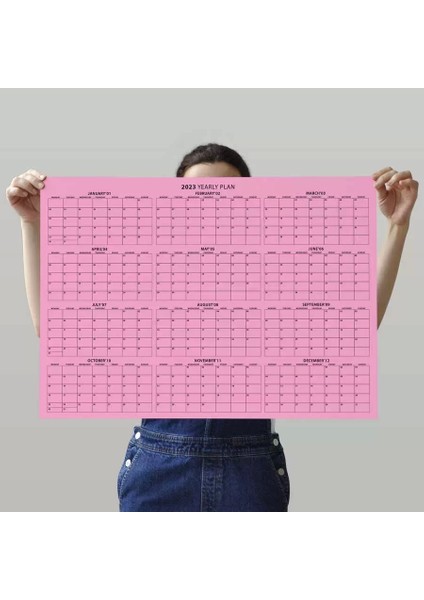2025 Yıllık Planlayıcı Duvar Takvimi, Pembe Renkli Kağıt