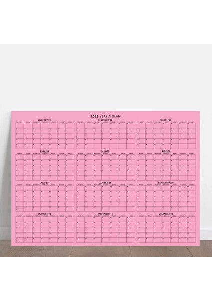 2025 Yıllık Planlayıcı Duvar Takvimi, Pembe Renkli Kağıt