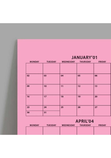 2025 Yıllık Planlayıcı Duvar Takvimi, Pembe Renkli Kağıt