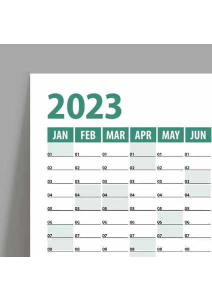 2025 Yıllık Planlayıcı Duvar Takvim Yeşil Yearly Wall Planner