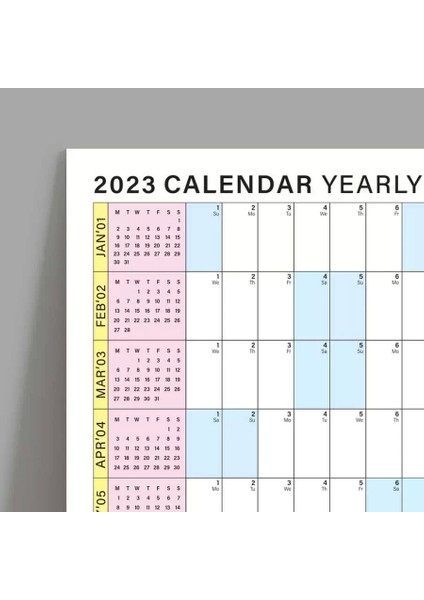 2025 Yıllık Planlayıcı Duvar Takvimi, Sarı Pembe Mavi Renkler