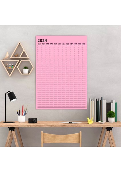 Pembe Renk 2025 Yıllık Planlama Takvim, 2025 Yılı Duvar Takvimi, Yıllık Planlayıcı