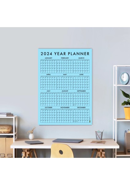 Mavi Renk 2025 Yıllık Planlayıcı Duvar Takvimi, 2025 Takvim, Yıllık Plan, Aylık Planlayıcı
