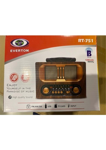 RT-751 -Fm-Am-Sw-Usb-Tf Card-Aux Nostaljik Radyo