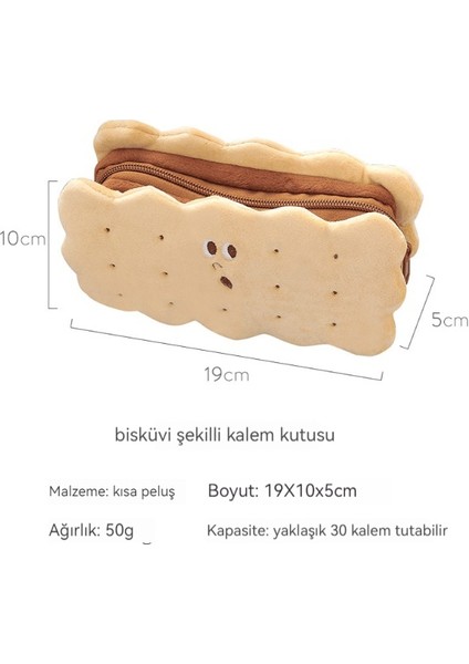 Simüle Sandviç Bisküvi Kalem Kutusu Ilköğretim ve Ortaokul Öğrencileri Basit Büyük Kapasiteli Sevimli Peluş Kırtasiye Kutusu (Yurt Dışından)
