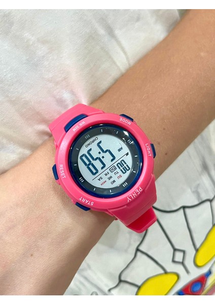 8217 Su Geçirmez Dijital Çocuk Kol Saati Model Pembe +4 Renk Kronometre-Alarmlı modelleri