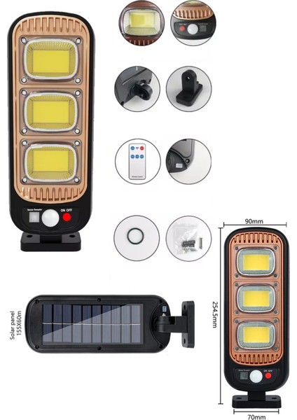 Solar Panel LED Dış Mekan Aydınlatma Su Geçirmez Duvar Lambası Uzaktan Kumanda LED Hareket Sensörü Bahçe Işık Sokak Lambası