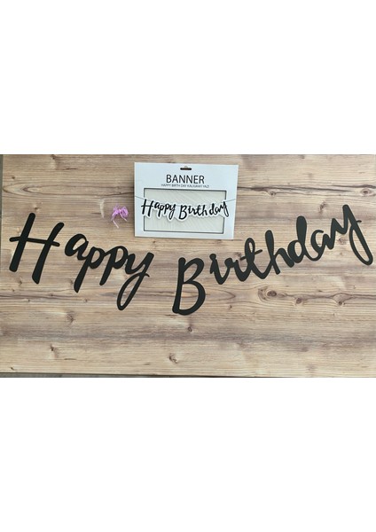 Siyah Kaligrafi Banner Happy Birthday