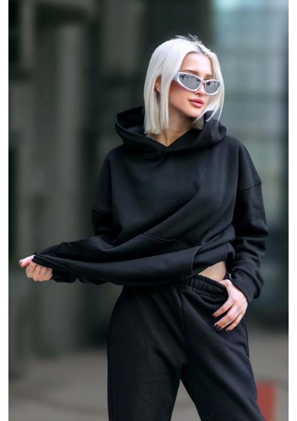 Kadın 3 Iplik Içi Pamuklu Oversize Uzun Kollu Sweatshirt modelleri