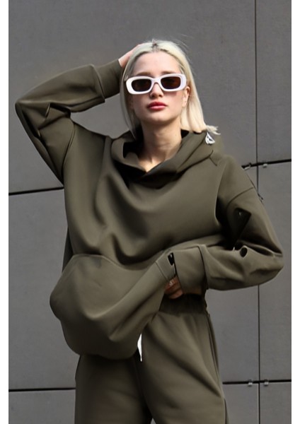 Kadın 3 Iplik Içi Pamuklu Oversize Uzun Kollu Sweatshirt