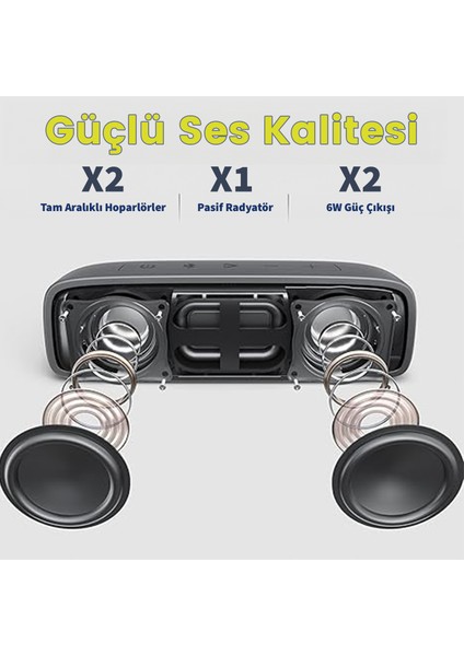 BTS21 Xsound Surf 2X6W 10 Saat Oynatma Süresi Ipx7 Su Geçirmez Taşınabilir Tws Bluetooth Hoparlör Siyah