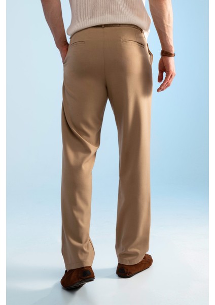 Pile Detaylı Kumaş Baggy Pantolon