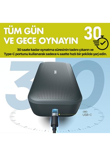 BTS13 Stormbox Flow 25W 30 Saat Oynatma Süresi IP67 Su Geçirmez Powerbank Özellikli Taşınabilir Tws Bluetooth Hoparlör Siyah