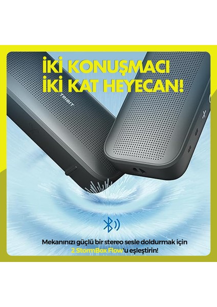 BTS13 Stormbox Flow 25W 30 Saat Oynatma Süresi IP67 Su Geçirmez Powerbank Özellikli Taşınabilir Tws Bluetooth Hoparlör Siyah