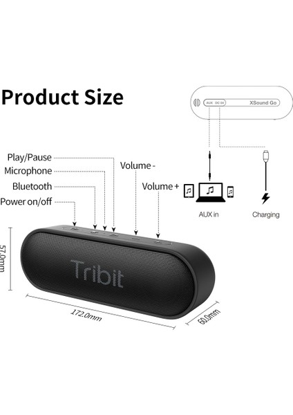 BTS20C Xsound Go 2X8W 24 Saat Oynatma Süresi Ipx7 Su Geçirmez Taşınabilir Tws Bluetooth Hoparlör Siyah