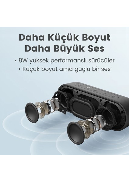 BTS20C Xsound Go 2X8W 24 Saat Oynatma Süresi Ipx7 Su Geçirmez Taşınabilir Tws Bluetooth Hoparlör Siyah