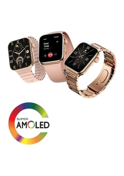 G9 Mini Plus Rose Gold Akıllı Saat 41MM 3 Kordon+Watch Kılıf+Bileklik+Charm Süs Hediyeli Akıllı Saat