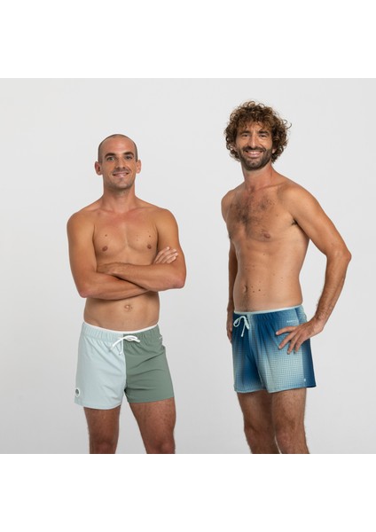 Nabaiji Erkek Kısa 16 İnç Havuz Şortu - Mavi - Kamuflaj Desenli - 100 COURT modelleri